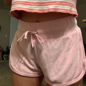 Pink terry cloth shorts